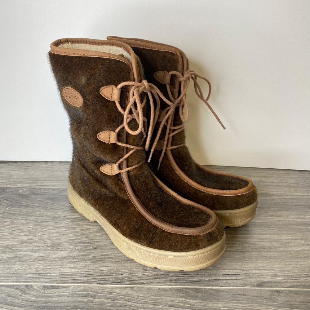 LL Bean Faux Fur Mukluk Boots Sherpa Lining Size 8M